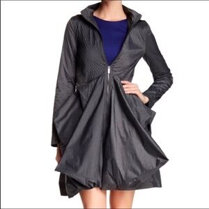 ZAC POSEN Sz L Midnight Melange Heather Asymmetrical Nylon Raincoat NEW W/ TAG